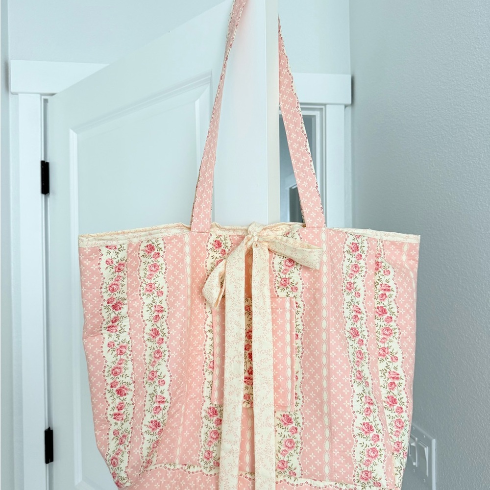 Floral Pink Quilted Tote Bag